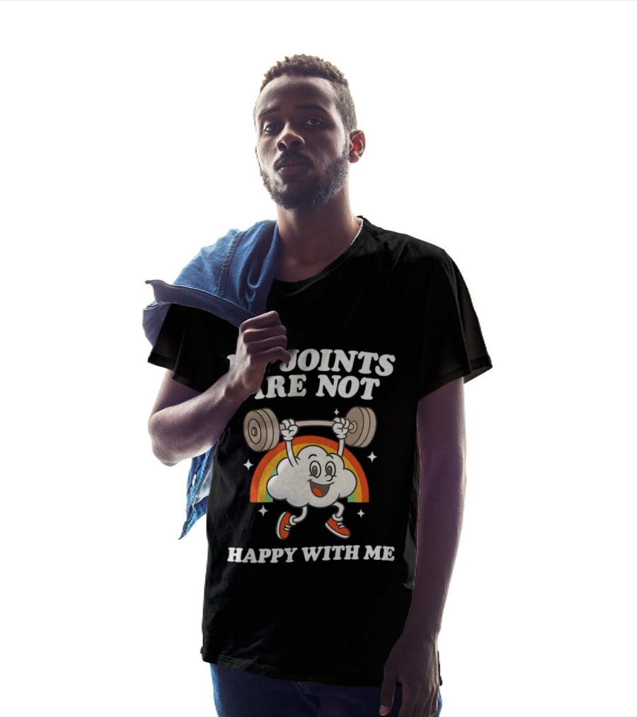 My Joints Are Not Happy With Me Weightlifting Cloud Rainbow T-Shirt
