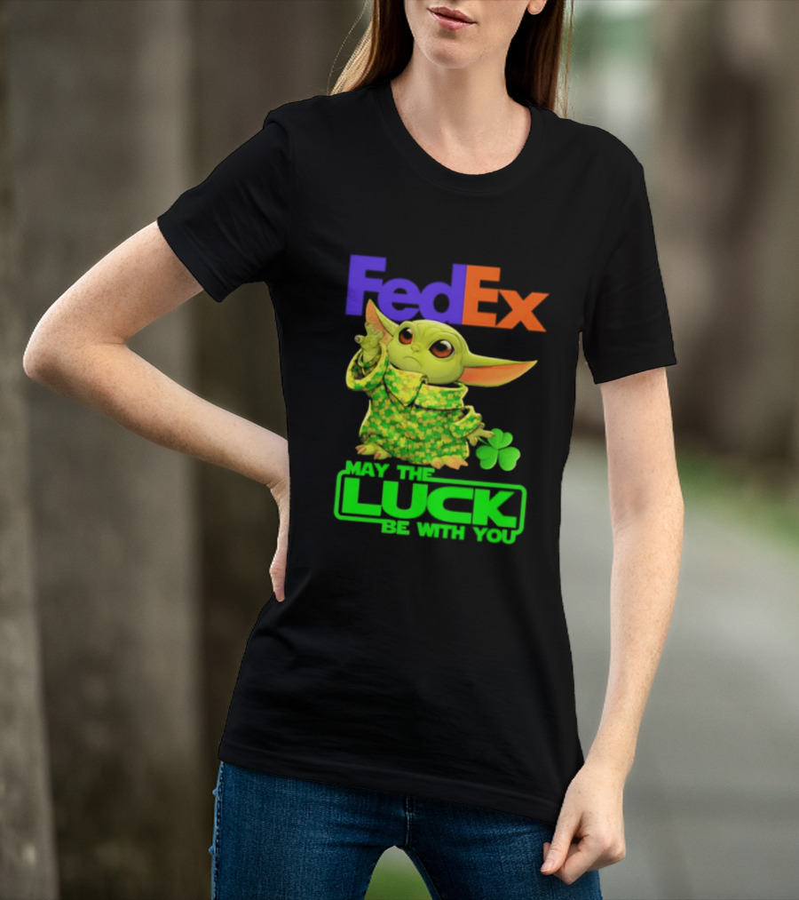 FedEx Baby Yoda May The Luck Be With You Clover T-Shirt