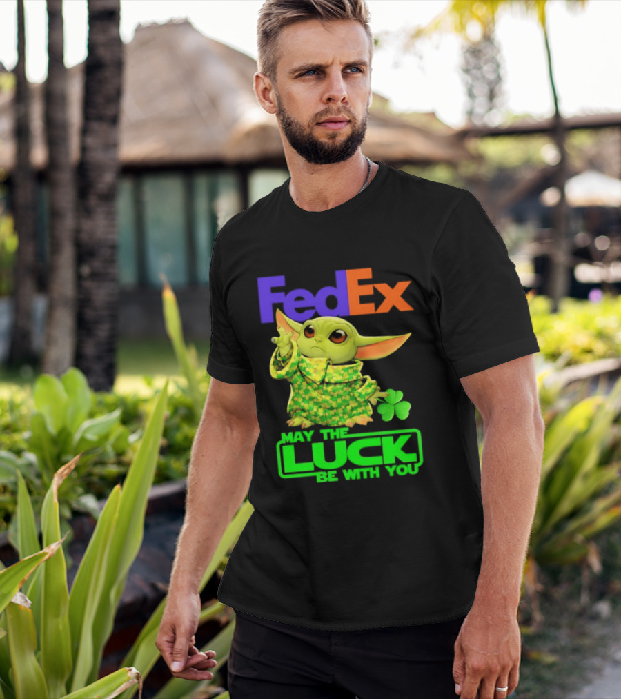FedEx Baby Yoda May The Luck Be With You Clover T-Shirt