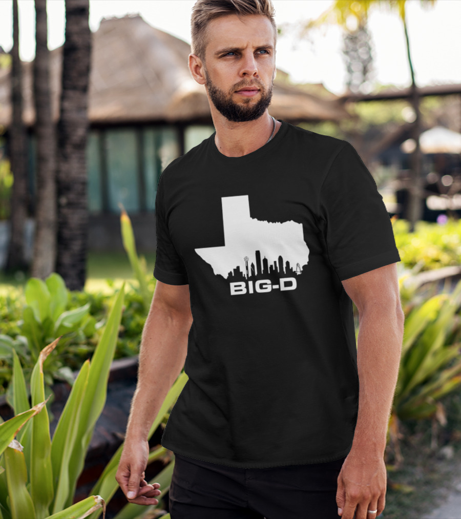 Big D Texas Outline Dallas City Skyline Map T-Shirt