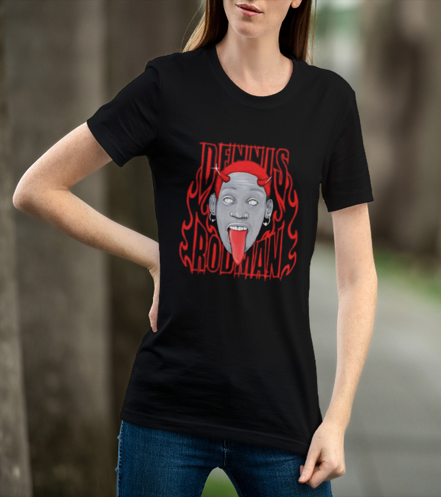 Dennis Rodman Devil Chicago Bulls NBA Head T-Shirt