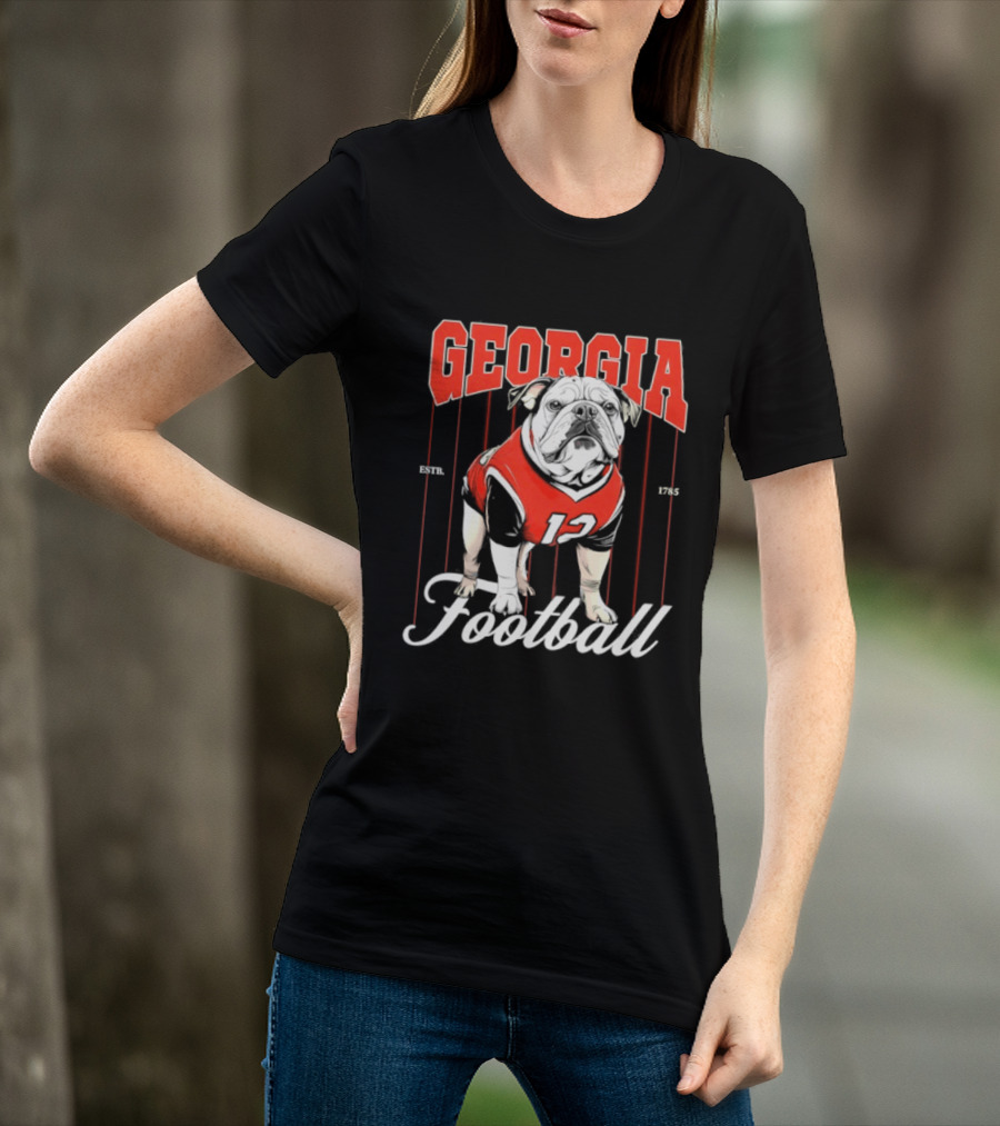 Georgia Bulldogs Football 1785 Bulldog Mascot Red Jersey T-Shirt