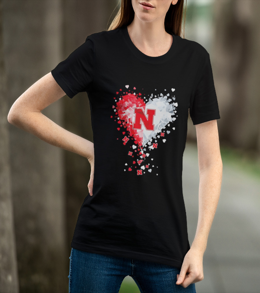 Nebraska Cornhuskers Heart Diamond Red N 2026 NCAA T-Shirt