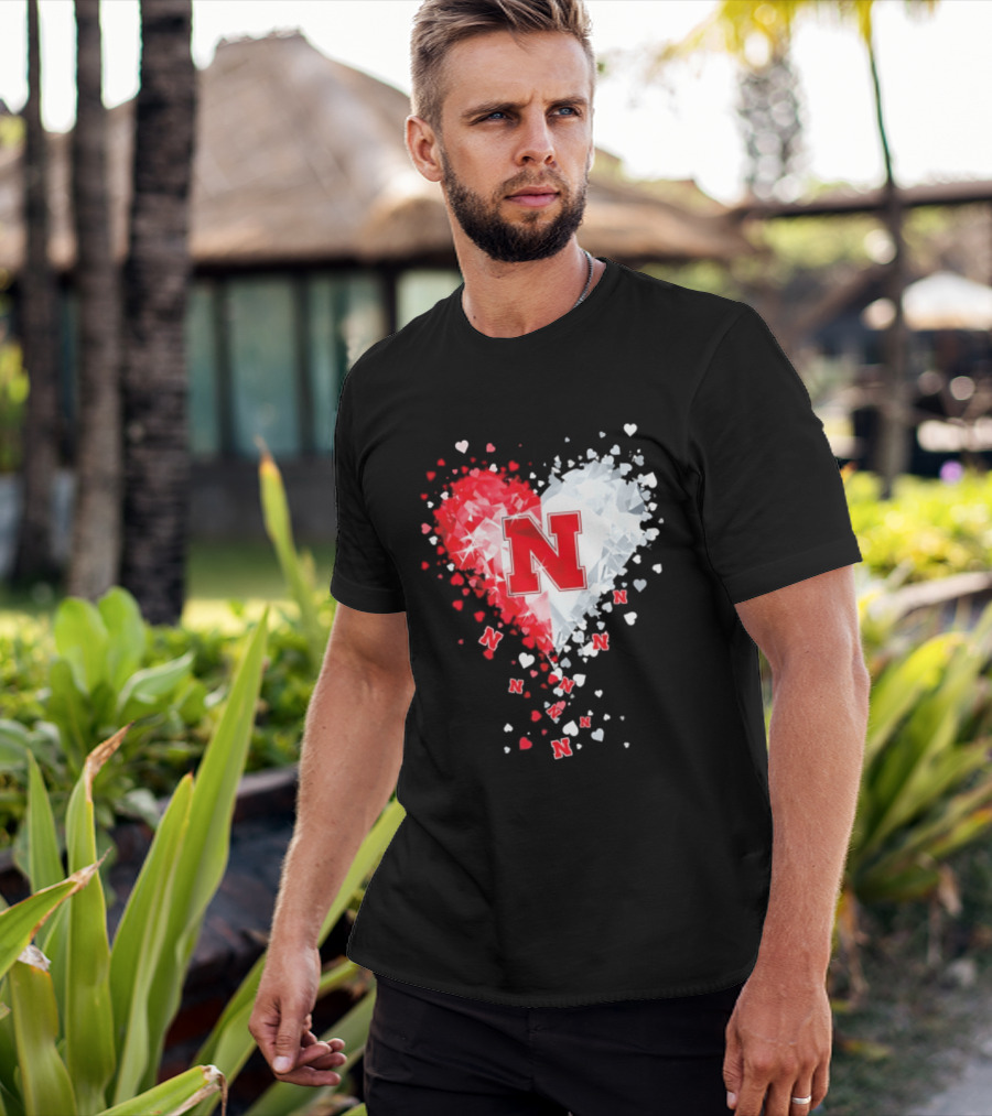 Nebraska Cornhuskers Heart Diamond Red N 2026 NCAA T-Shirt