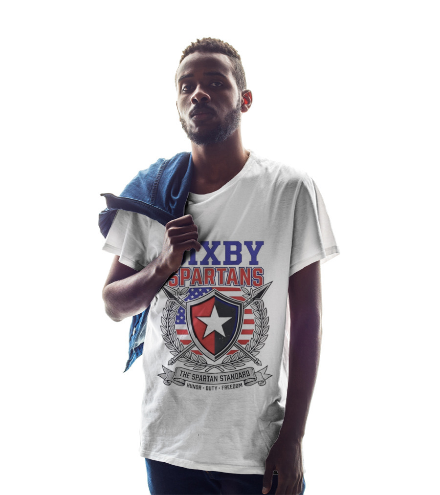 Bixby Spartans Honor Duty Freedom American Flag Shield T-Shirt