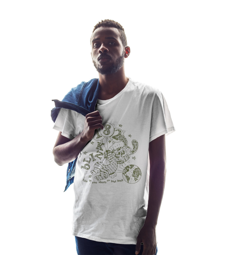 Blink 182 Life Is Too Short To Last Long Cartoon Rabbit And 182 Balloon With Stars T-Shirt