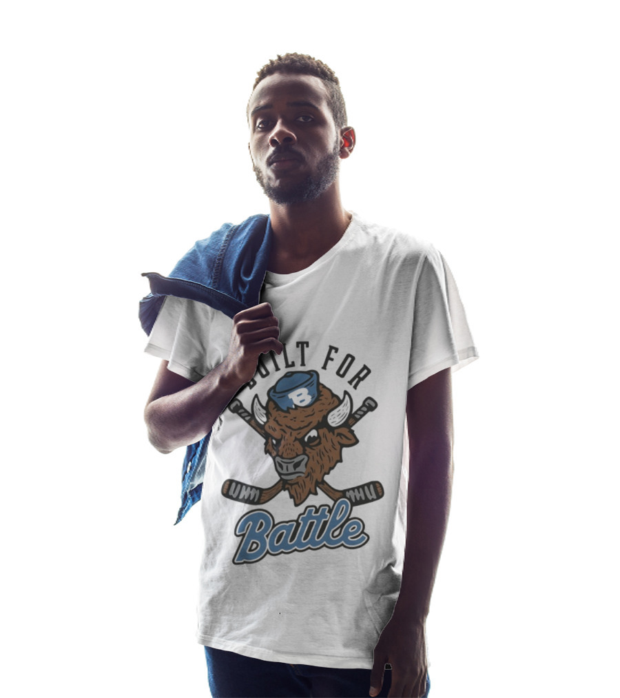 Buffalo Sabres Built For Battle Hockey Bison Crossed Sticks T-Shirt