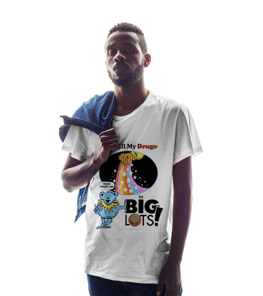 Big Lots Grilled Cheeses Too Grateful Dead Bear Rainbow Stars T-Shirt
