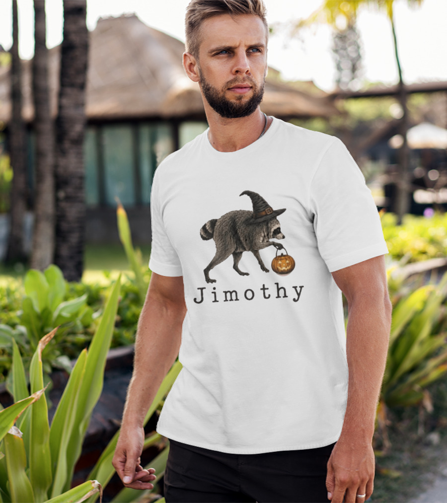 Jimothy Raccoon Witch Hat Pumpkin Halloween T-Shirt