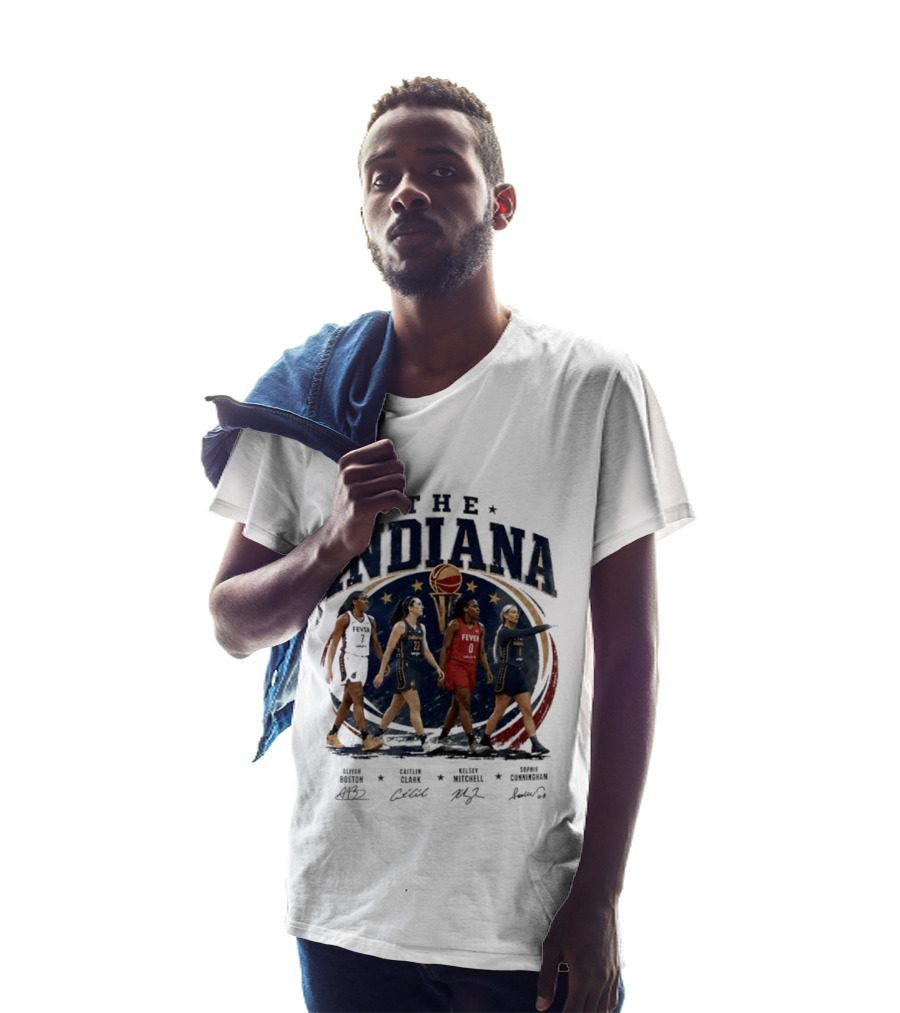 The Indiana Aliyah Boston Caitlin Clark Kelsey Mitchell Sophie Cunningham 2026 Signatures T-Shirt