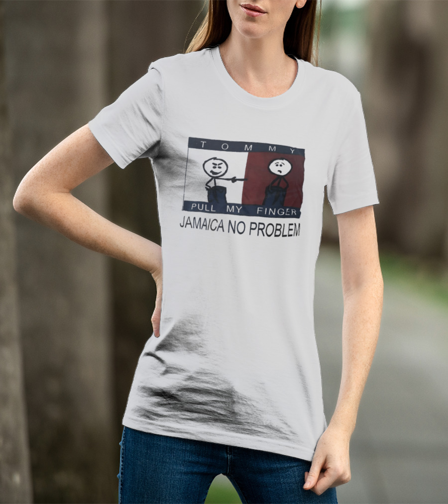 Tommy Pull My Finger Jamaica No Problem Stick Figure Comedy T-Shirt
