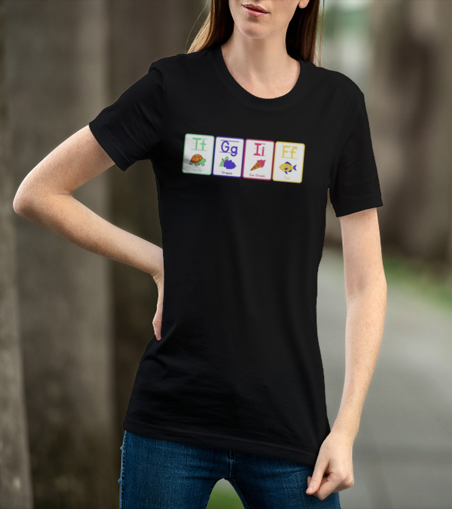 Alphabet Flashcards G I F Turtle Grapes Ice Cream Fish T-Shirt