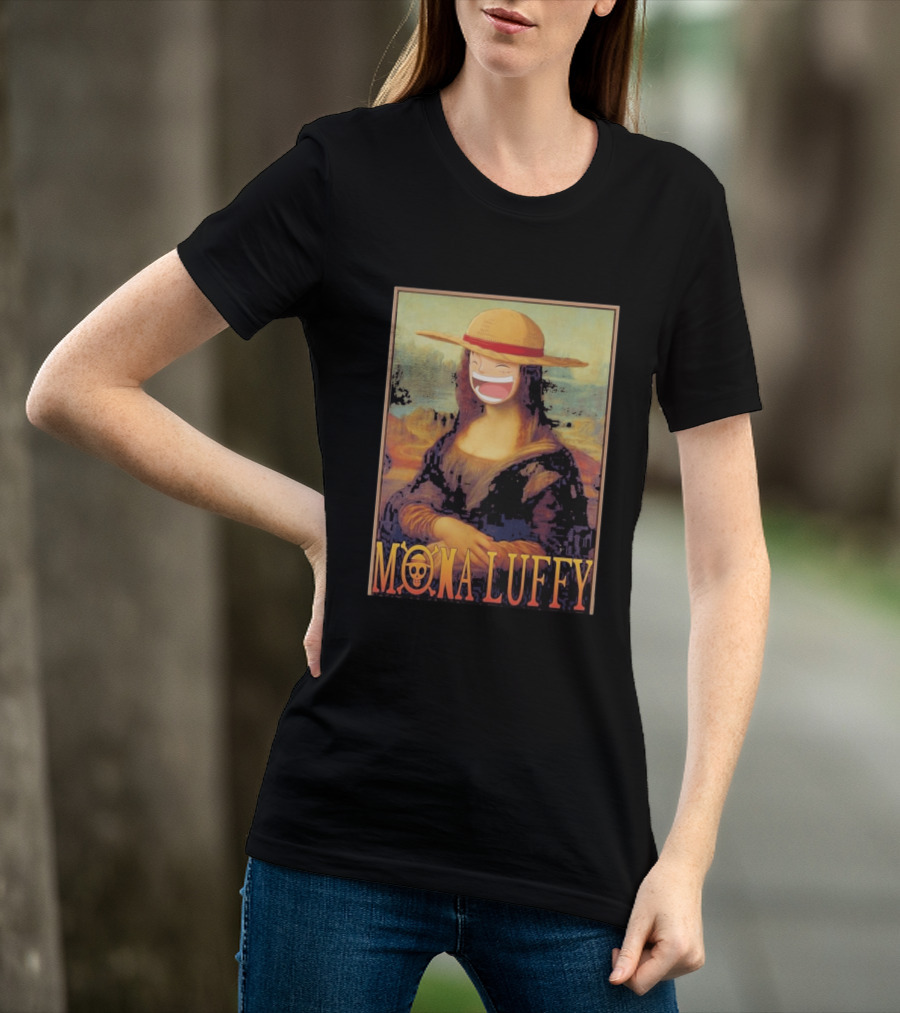 Mona Luffy Anime Mashup Mona Lisa T-Shirt