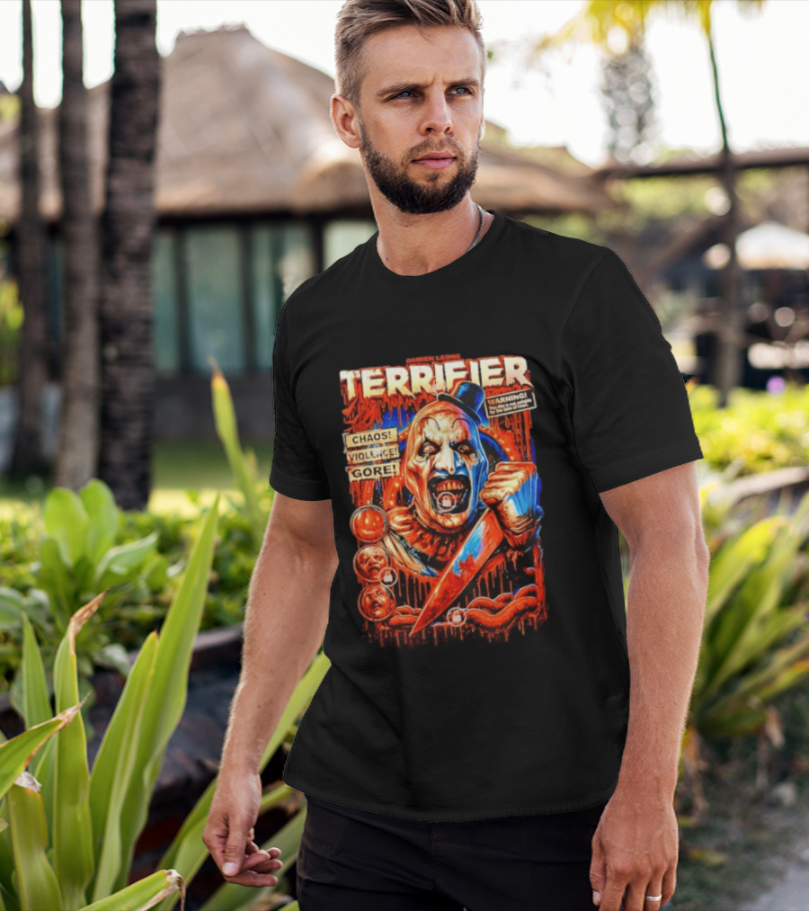 Damien Leone Terrifier Chaos Violence Gore Warning Clown T-Shirt