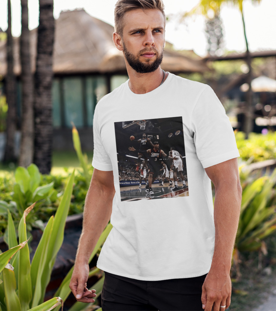 Philadelphia 76ers A.I. LeBron James Iconic Basketball Moment T-Shirt