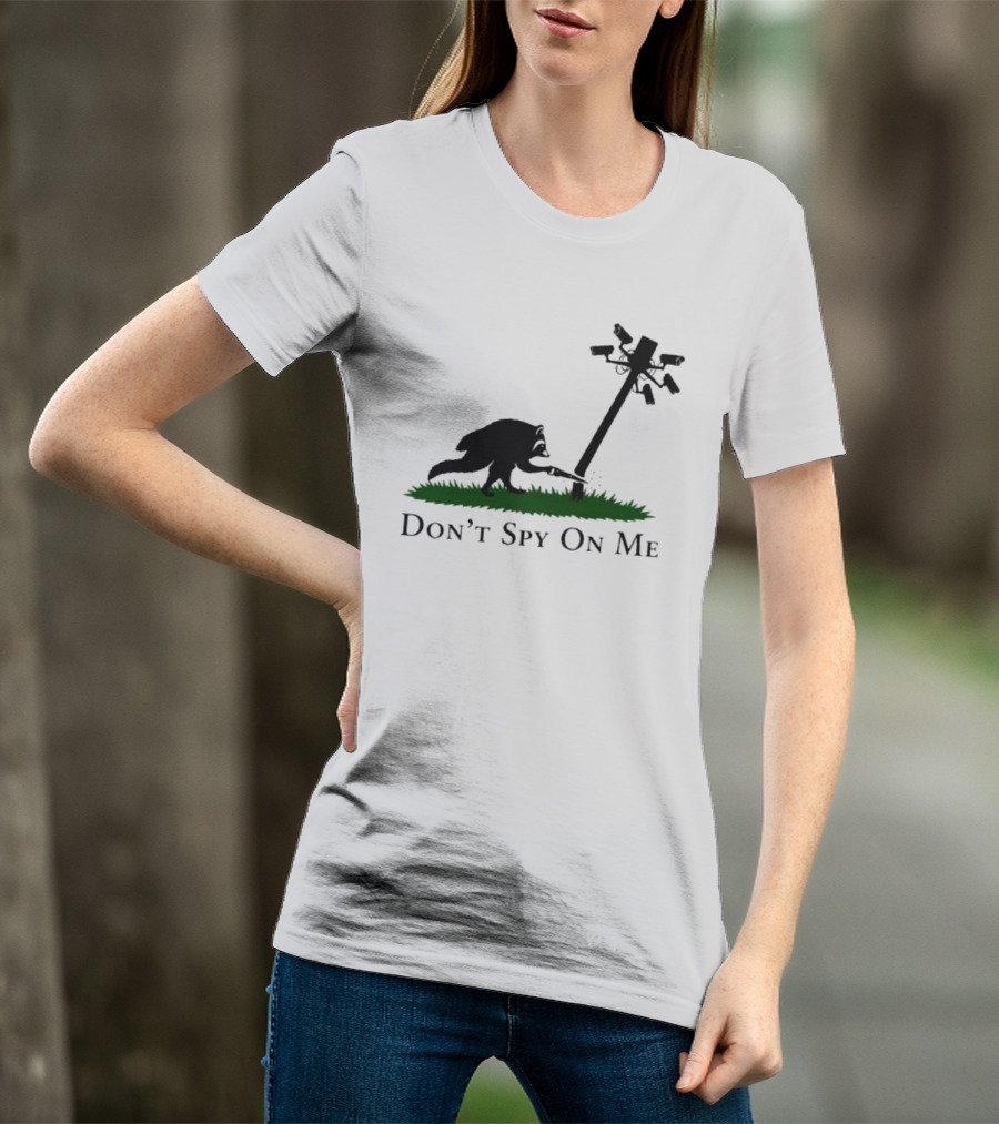 Jimothy Don't Spy On Me Raccoon Cutting Camera Pole T-Shirt