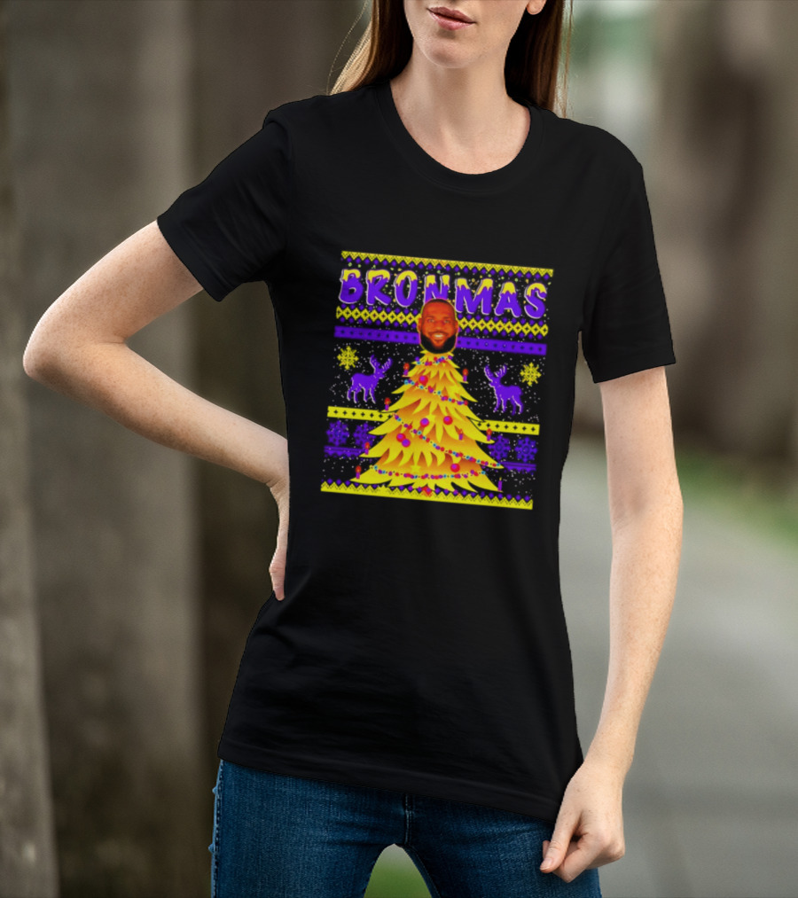 LeBron James Bronmas Christmas Tree Philadelphia 76ers Festive Reindeer T-Shirt
