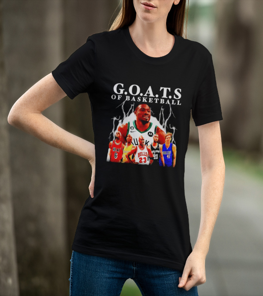 G.O.A.T.S Of Basketball Giannis Antetokounmpo LeBron James Kobe Bryant Michael Jordan Tim Duncan Dirk Nowitzki T-Shirt