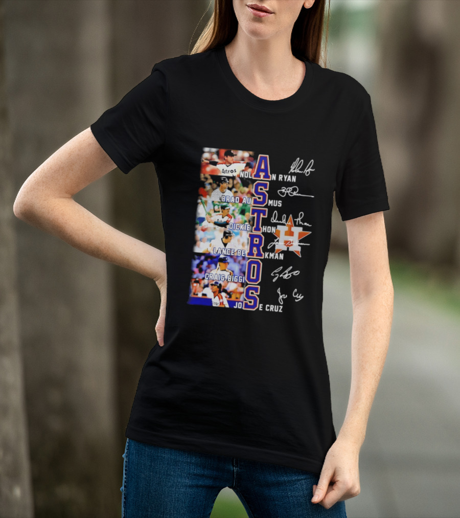Nolan Ryan Brad Ausmus Dickie Thon Lance Berkman Craig Biggio Jose Cruz Houston Astros Baseball Legends T-Shirt