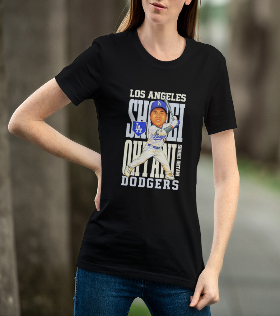 Los Angeles Dodgers Shohei Ohtani Caricature Dodgers Baseball T-Shirt