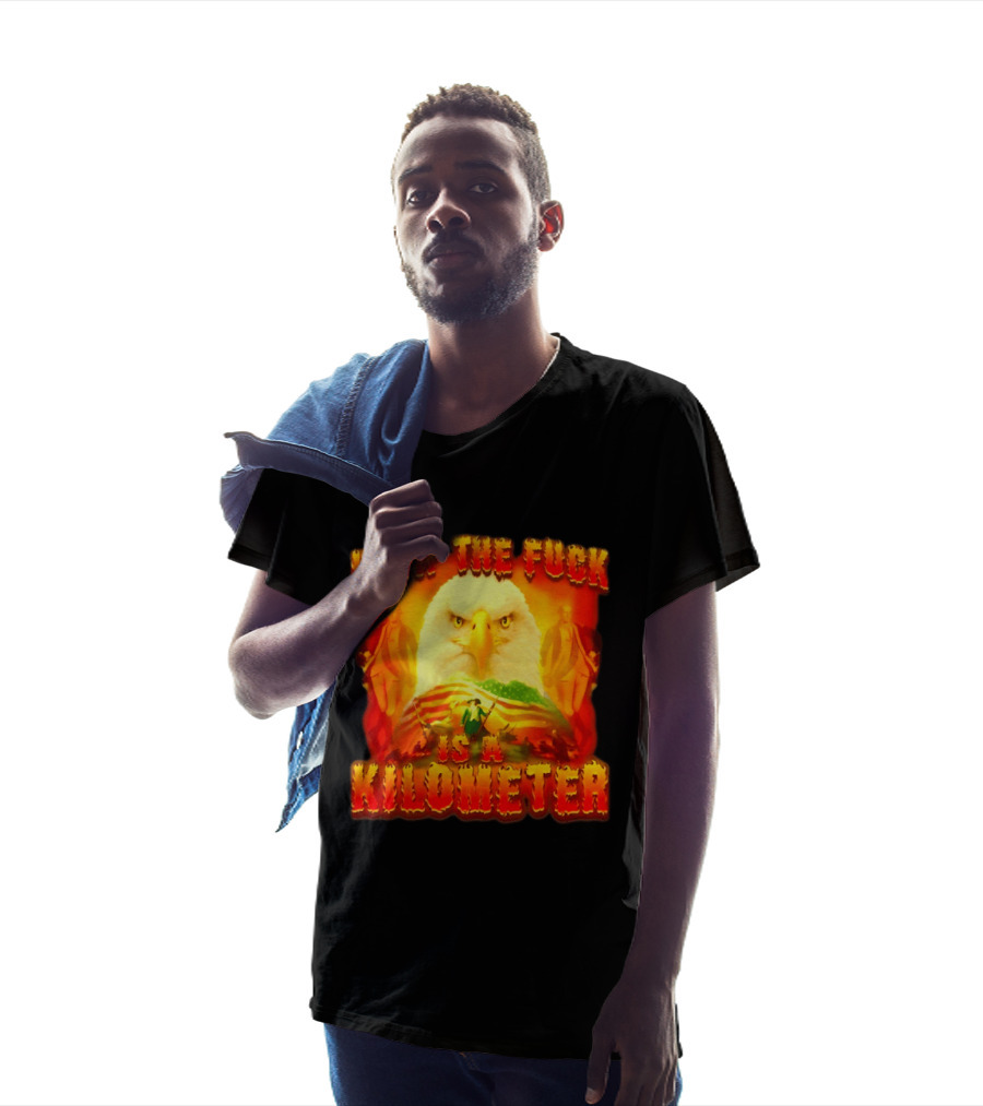What The Fuck Is A Kilometer American Eagle Patriotic Scene T-Shirt