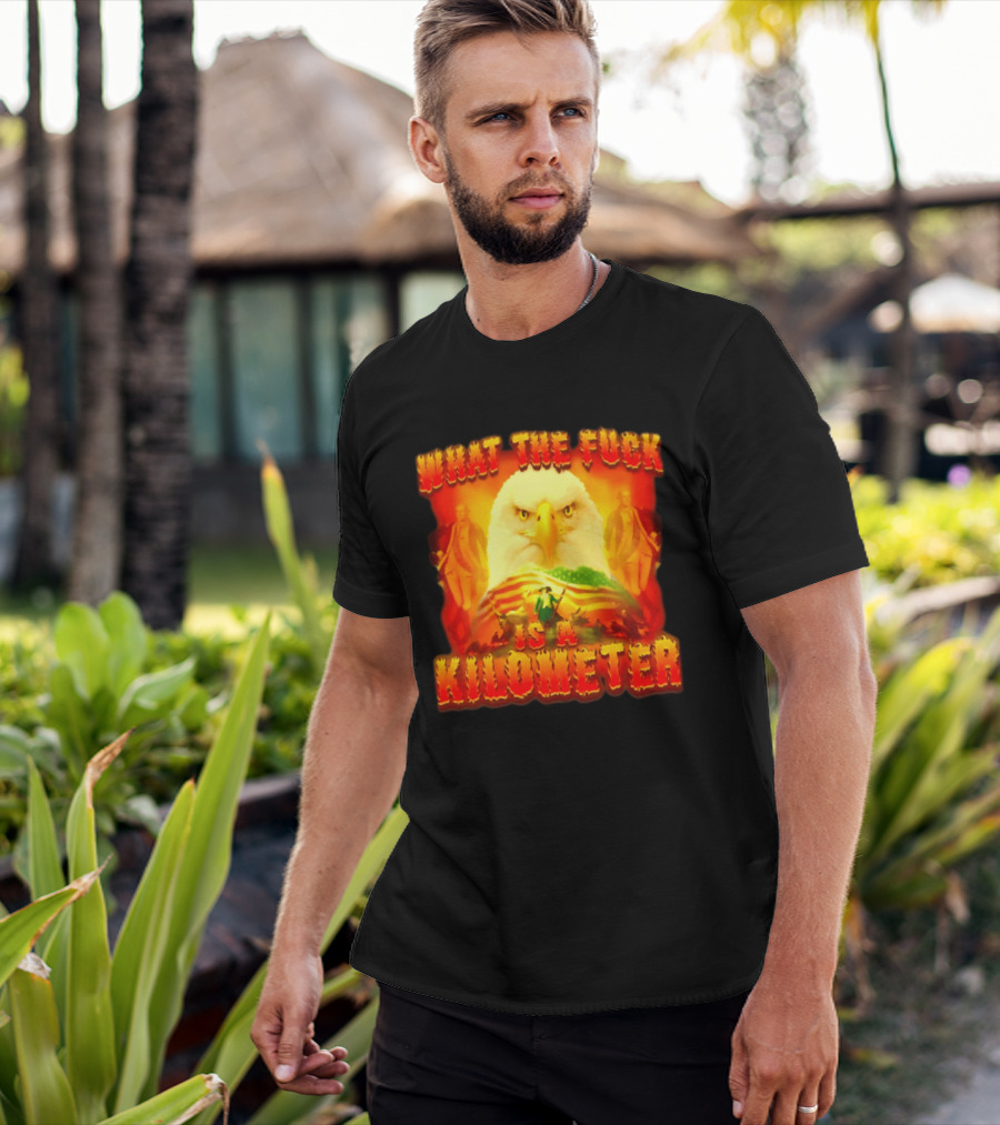 What The Fuck Is A Kilometer American Eagle Patriotic Scene T-Shirt