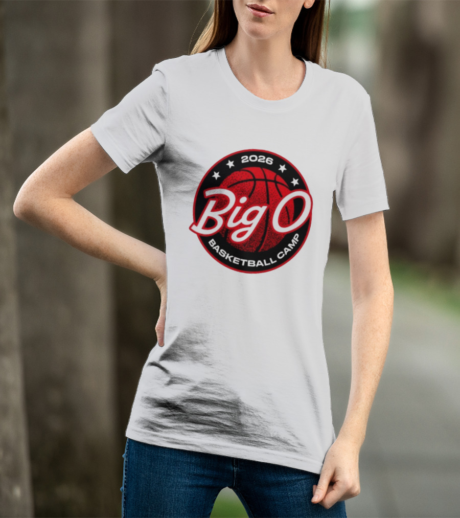 Big O Basketball Camp 2026 Red Basketball Circle Stars T-Shirt
