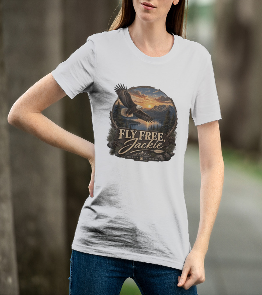 Fly Free Jackie Eagle Soaring Big Bear California Sunset T-Shirt