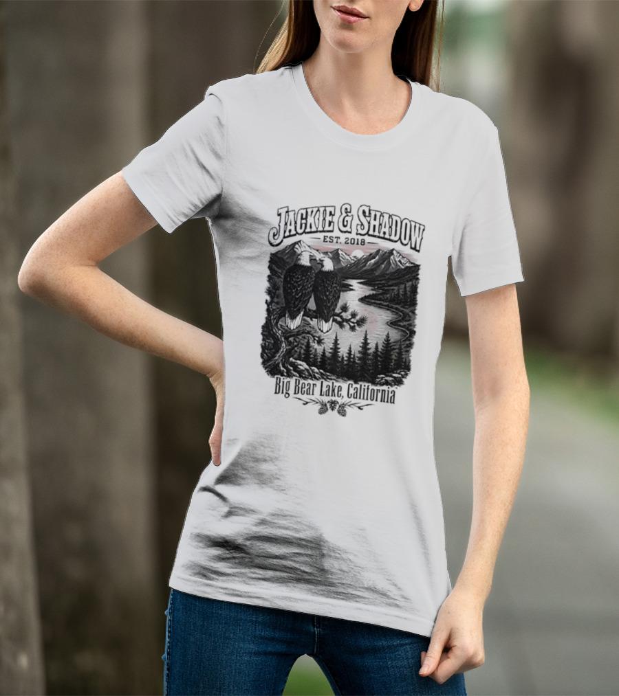 Jackie And Shadow Est 2018 Big Bear Lake California Mountain Scene T-Shirt