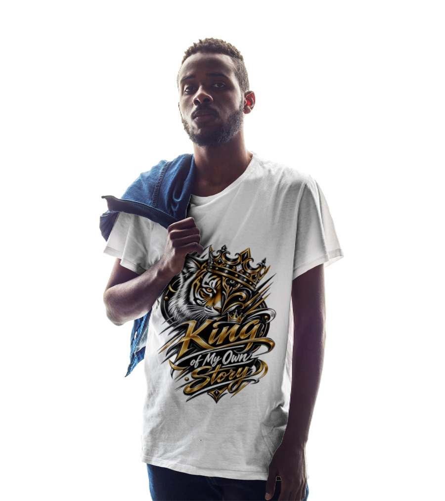 King Of My Own Story Tiger Crown Motif T-Shirt