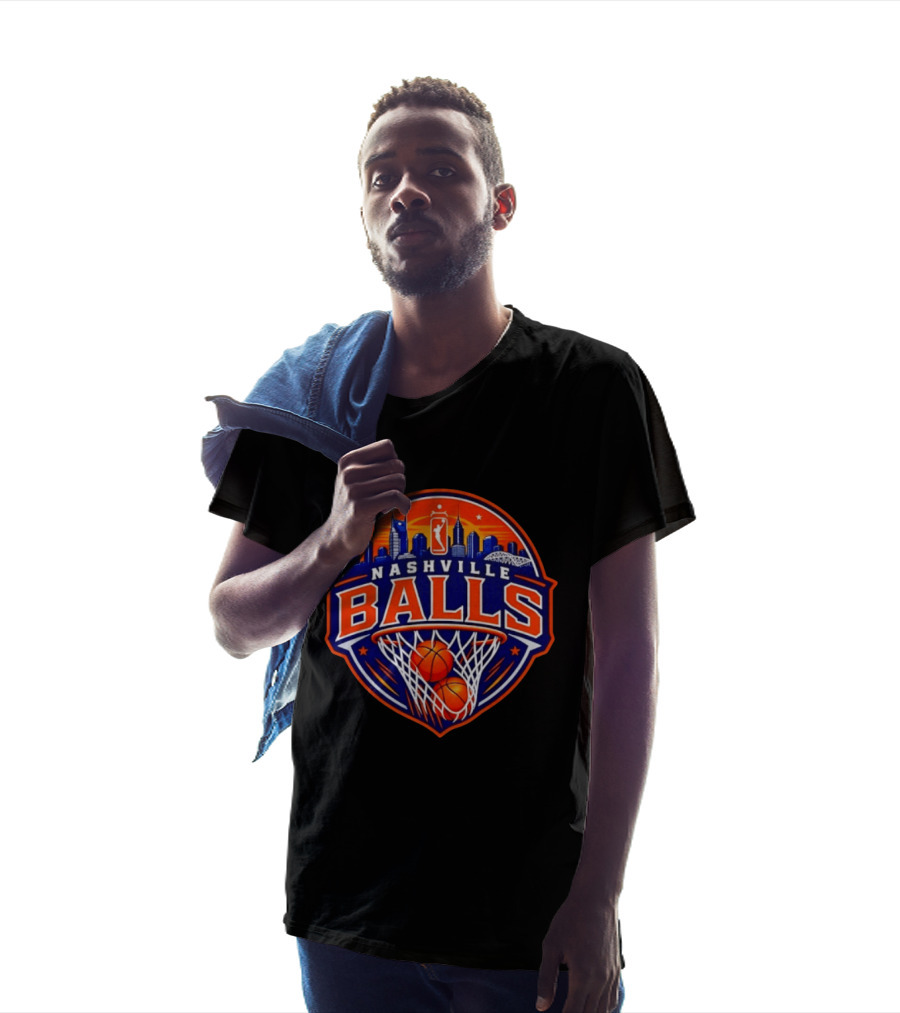 Nashville Balls Basketball Sports Skyline And Net T-Shirt