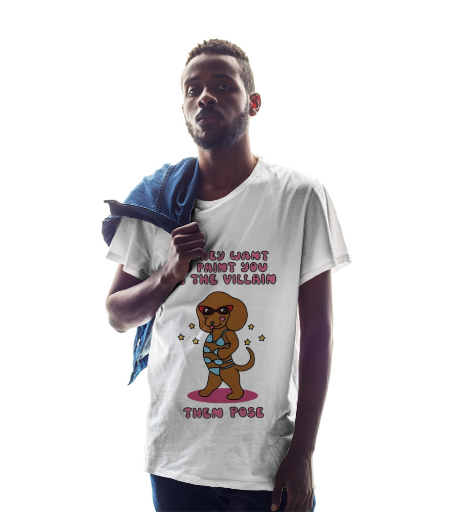 Dachshund If They Want To Paint You As The Villain Then Pose Fun Sunglasses And Stars T-Shirt