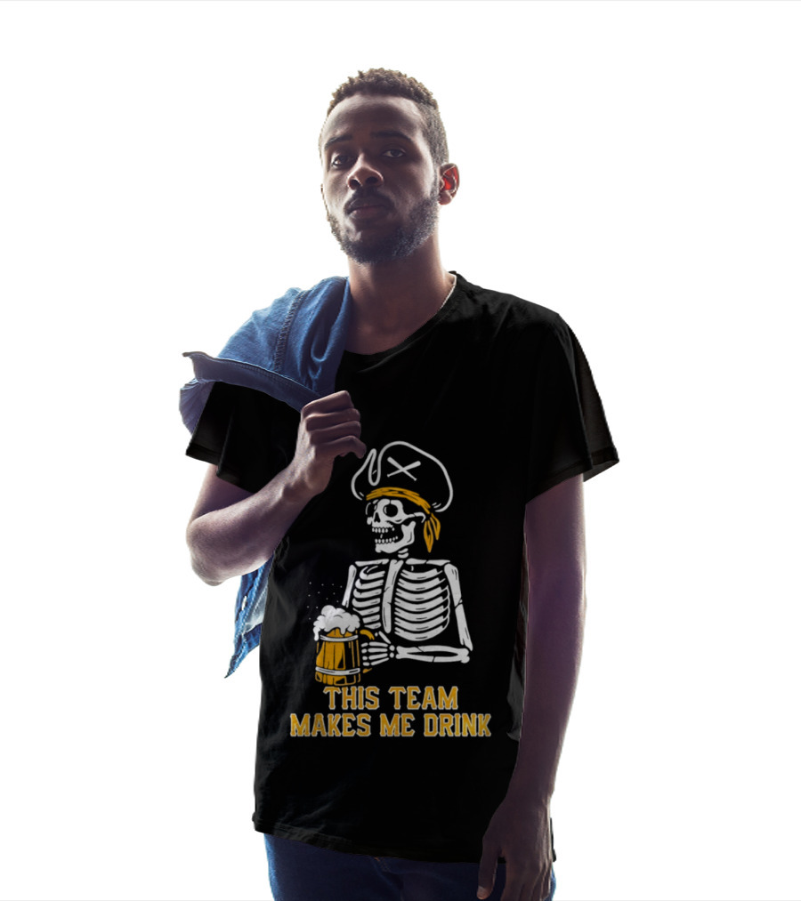 Pittsburgh Pirates Skeleton With Beer This Team Makes Me Drink T-Shirt