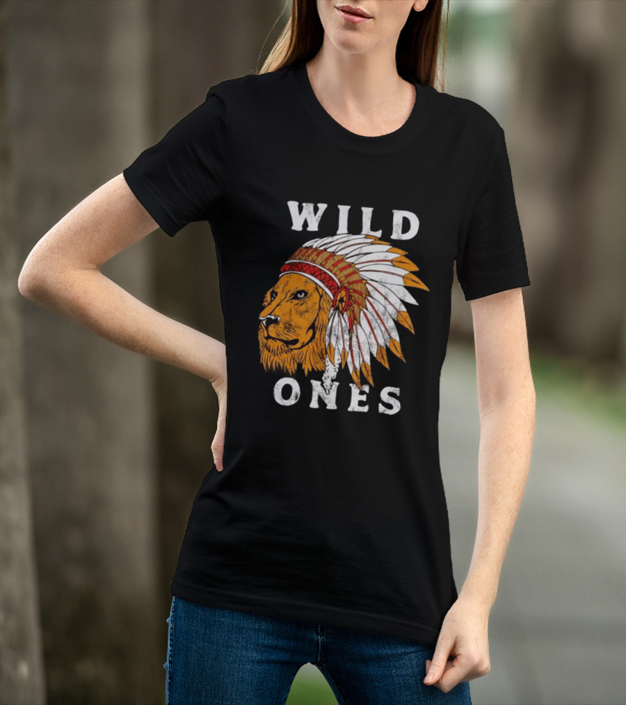Wild Ones Lion Native American Headdress T-Shirt