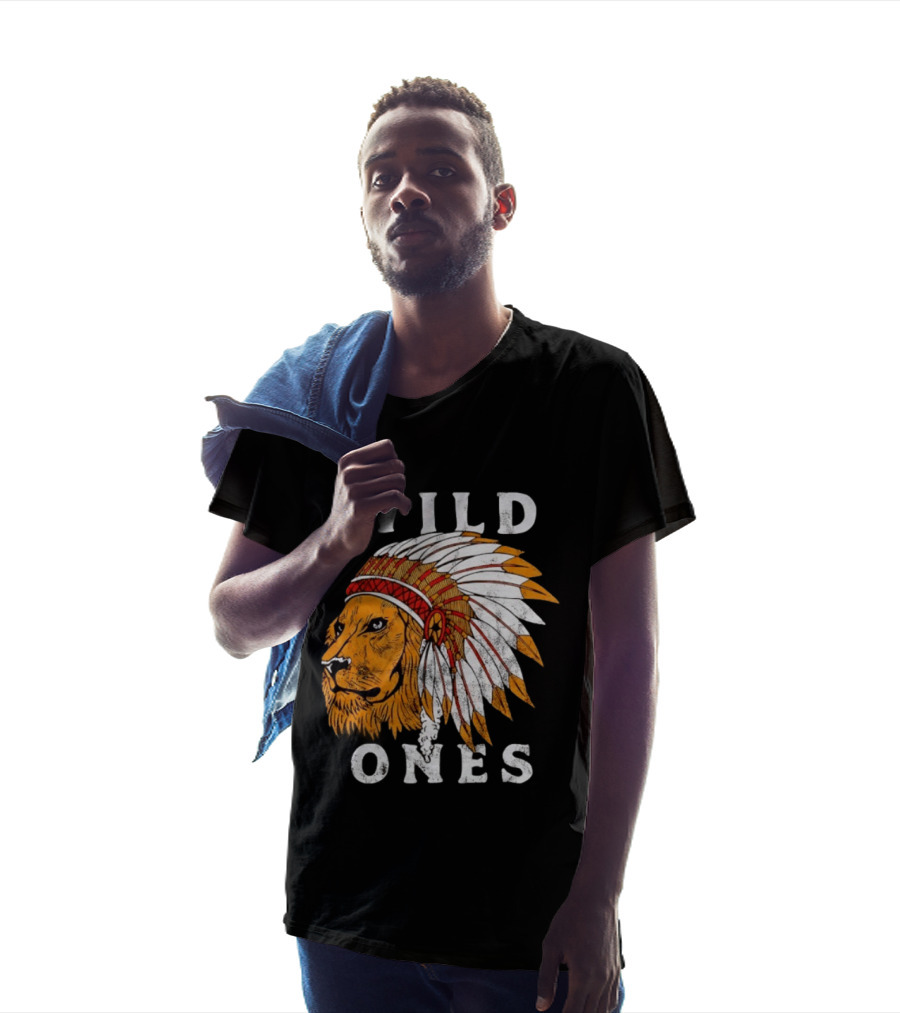 Wild Ones Lion Native American Headdress T-Shirt