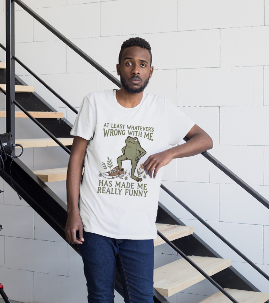 At Least Whatever's Wrong With Me Has Made Me Really Funny Frog With Sneaker And Flowers T-Shirt