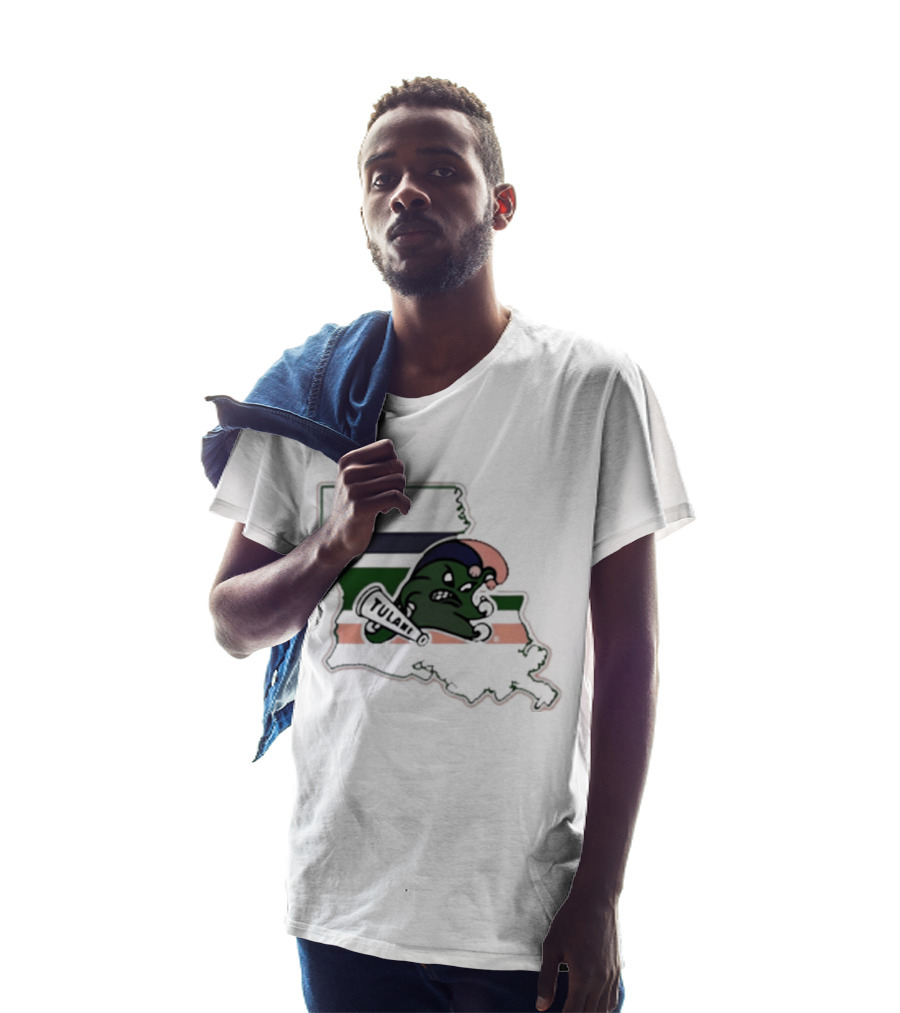 Tulane Green Wave Louisiana State Mardi Gras Map T-Shirt