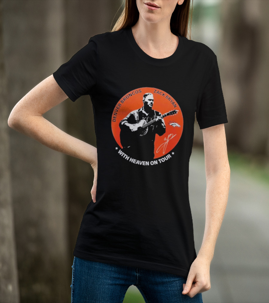 Denver Broncos 2026 Zach Bryan With Heaven On Tour Football Collaboration T-Shirt