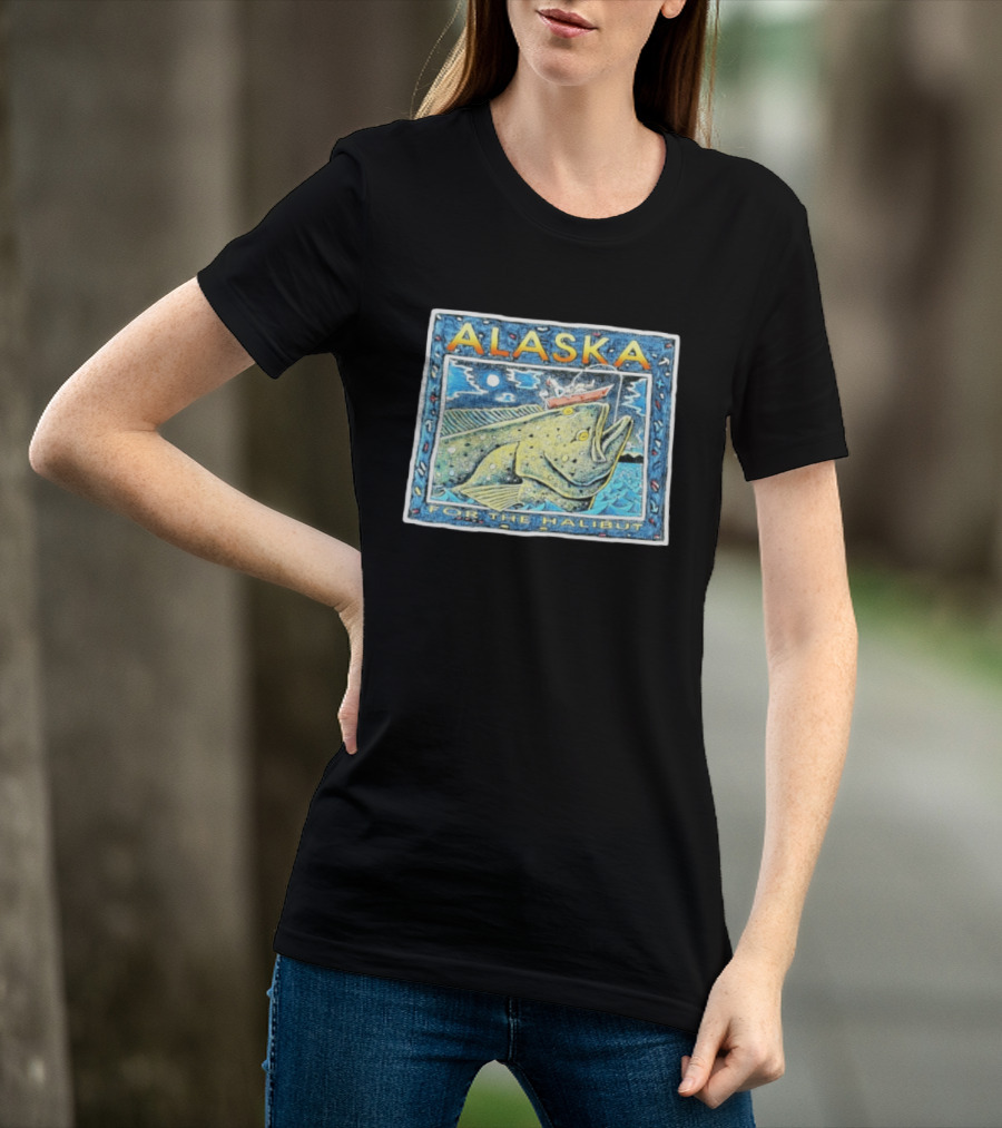 Alaska For The Halibut Fishing Adventure Under Moonlit Sky T-Shirt