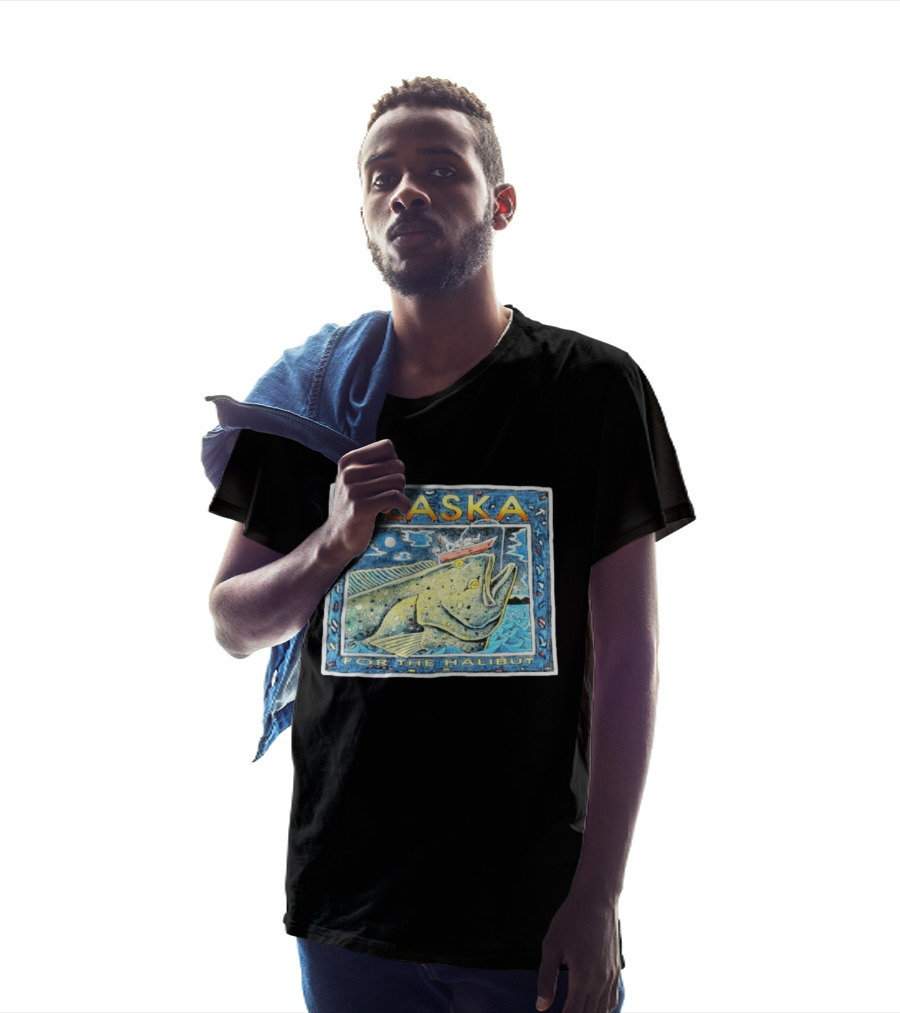 Alaska For The Halibut Fishing Adventure Under Moonlit Sky T-Shirt