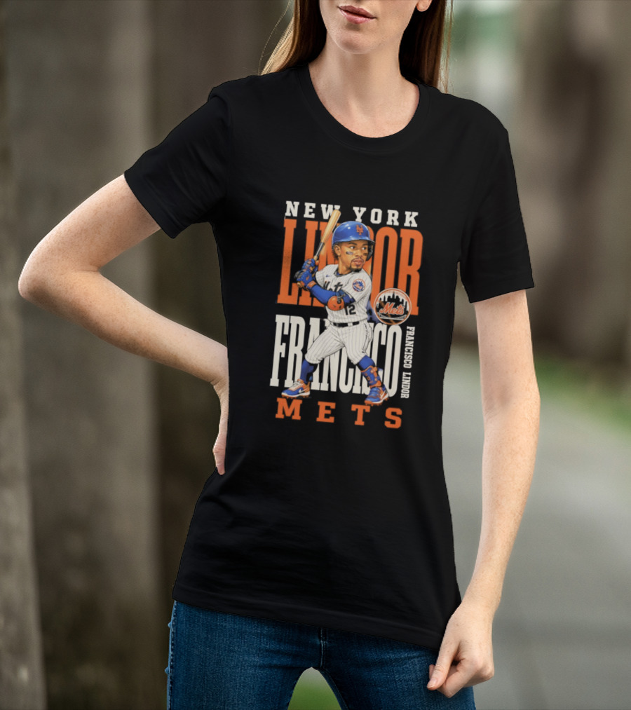 New York Lindor Francisco Mets 2026 Baseball Caricature T-Shirt