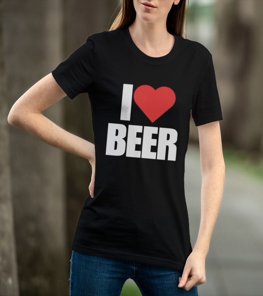 I Love Beer Bold Red Heart T-Shirt