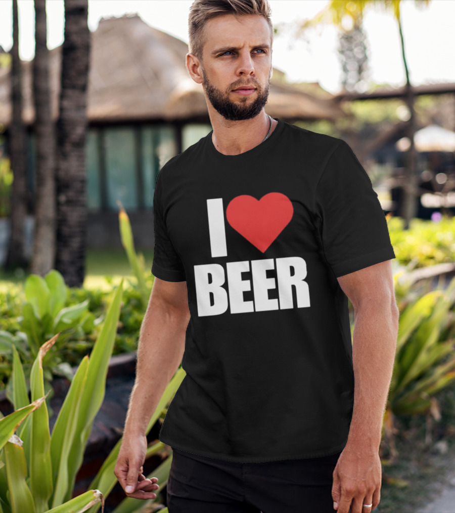 I Love Beer Bold Red Heart T-Shirt