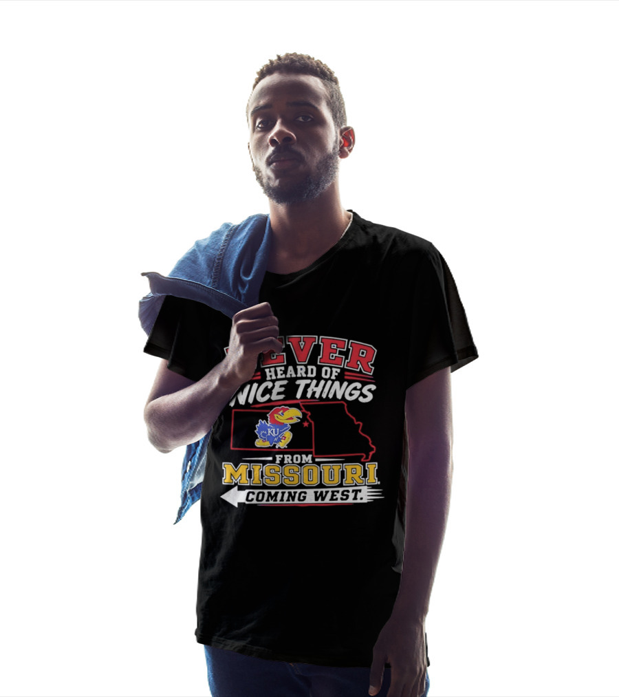 Never Heard Of Nice Things From Missouri Coming West Kansas Jayhawks KU Bird Map T-Shirt