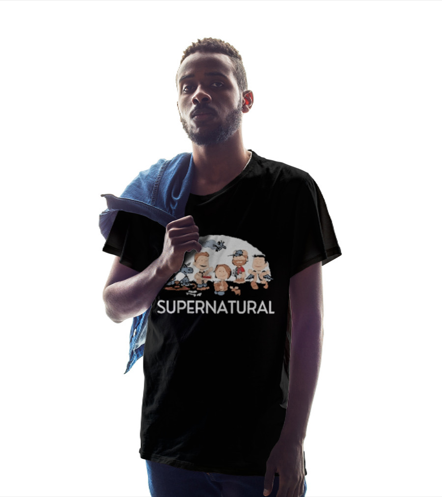 Supernatural Peanuts Cartoon Crossover Characters Collection T-Shirt