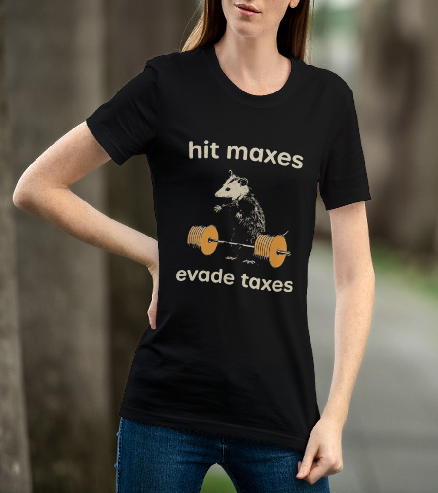 Hit Maxes Evade Taxes Mouse Bench Press T-Shirt