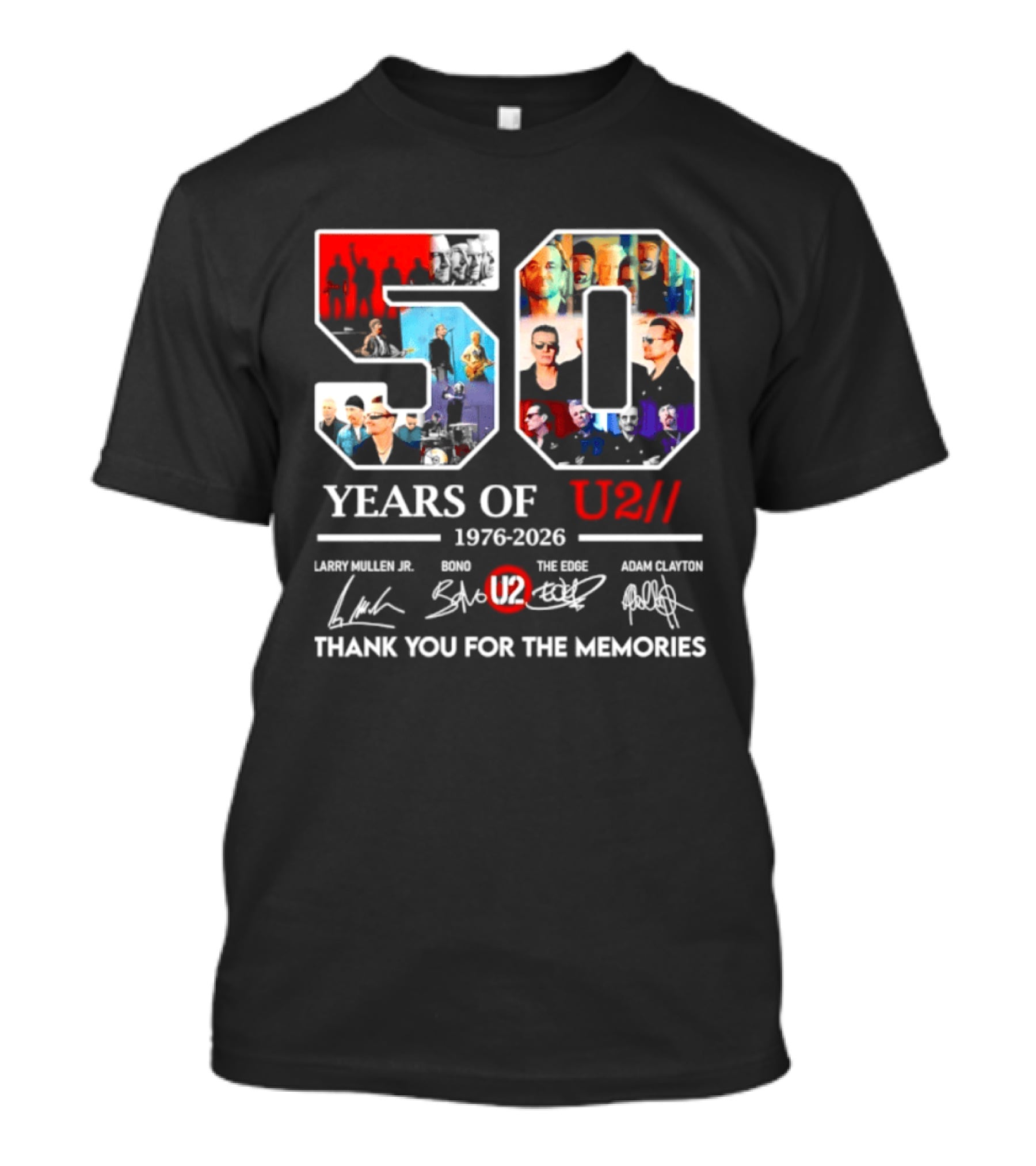 50 Years Of U2 1976 2026 Larry Mullen Jr Bono The Edge Adam Clayton Thank You For The Memories T-Shirt