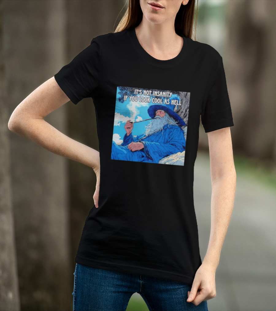 It's Not Insanity If You Look Cool As Hell Wizard Smoking Pipe T-Shirt