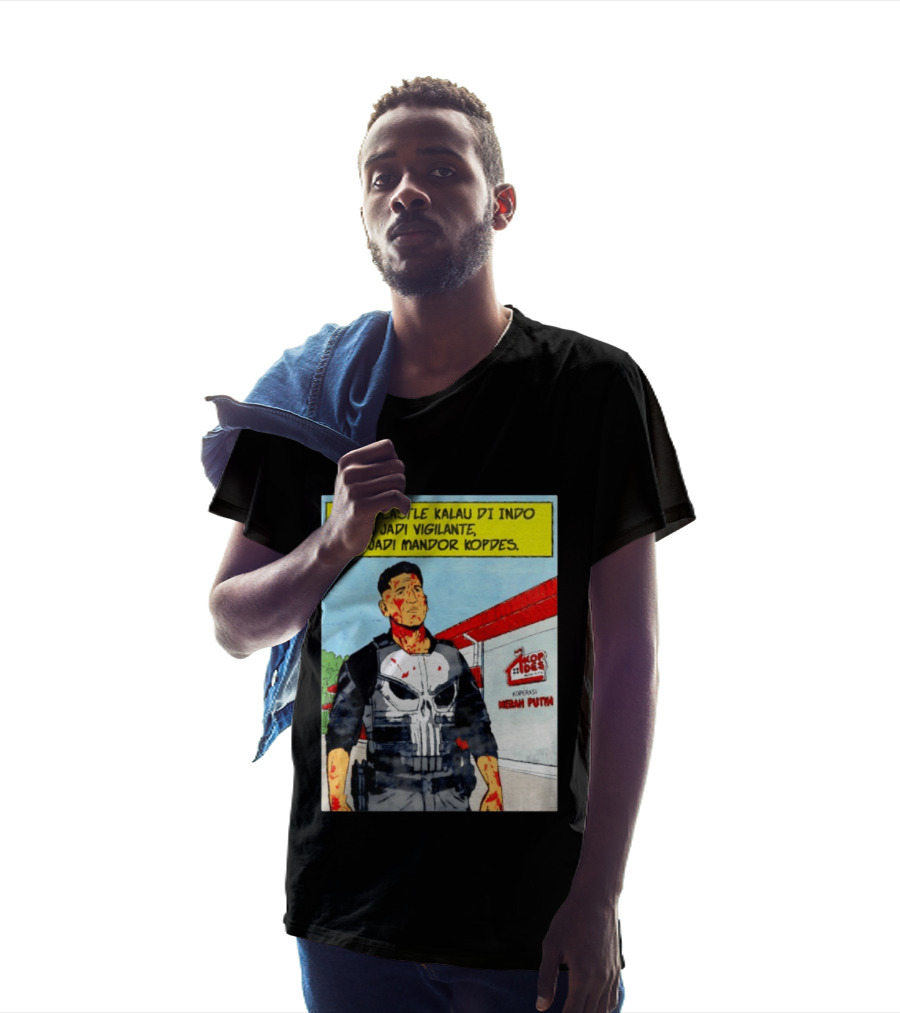 Frank Castle Kalau Di Indo Bukan Jadi Vigilante Tapi Jadi Mandor Kopdes Koperasi Merah Putih Marvel Comics T-Shirt
