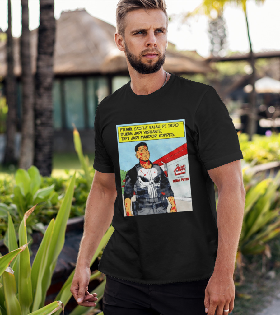 Frank Castle Kalau Di Indo Bukan Jadi Vigilante Tapi Jadi Mandor Kopdes Koperasi Merah Putih Marvel Comics T-Shirt